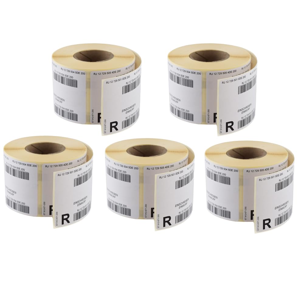 5 Rollen Post Einwurf-Einschreiben Label National, 500 Aufkleber je Rolle (insgesamt 2.500 Aufkleber)