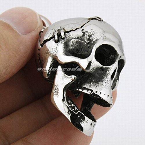 LINSION Wydrążony design czaszka wisiorek srebro 925 rowerzysta rocker punk biżuteria 3G002