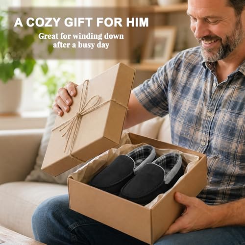 Image of shoeslocker Mens Slippers Microsuede Moccasin Memory Foam House Shoes