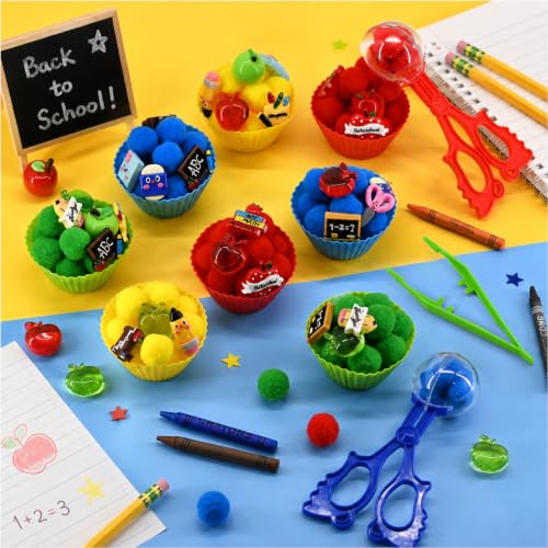 161 Pcs Back to School Sensory Bin Items Stationery Counting Sorting Back to School Sensory Bin Filler Fine Motor Apple Pencil Crayon Counts for Stationery Counting Sorting Decor by ZhowHoHo - Used condition - Image 4