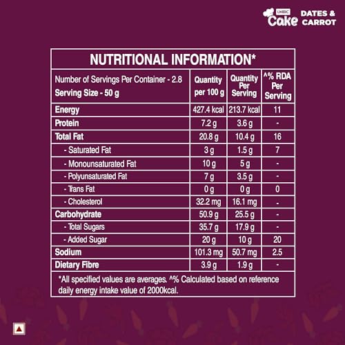 Image of Unibic Foods India Pvt Cake - Dates & Carrot 140Gm