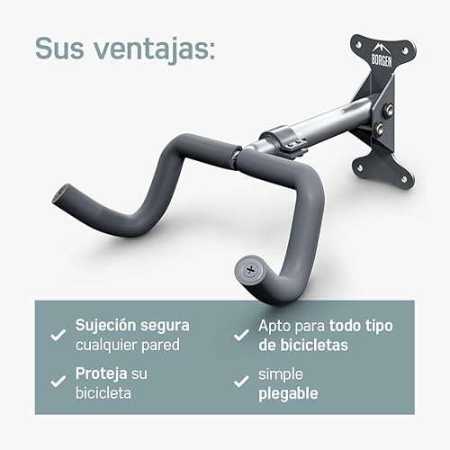 Miniatura 7 de Borgen Soporte Bicicletas De Pared Plegable Colgador De Pared Con Capacidad 20 Kg Ángulo Y Distancia Ajustables Acolchado Soporte De Pared Para Mtb, Bicis De Carretera, E-Bike
