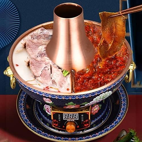 Olla de cobre para fondue, doble uso eléctrico/carbón, 34 cm
