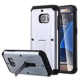 Galaxy S7 Case, Pandawell™ [Built-in Screen Protector ] [Kickstand Feature] Hybrid Dual Layer Armor Defender Full Body Protective Case Cover for Samsung Galaxy S7 - Silver