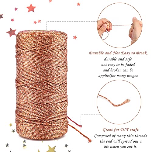 jijAcraft 100M Rose Gold String, Rose Gold Thread Twist Ties Gold Rose Metallic Twine String Jewelry Craft Cord - Image 4