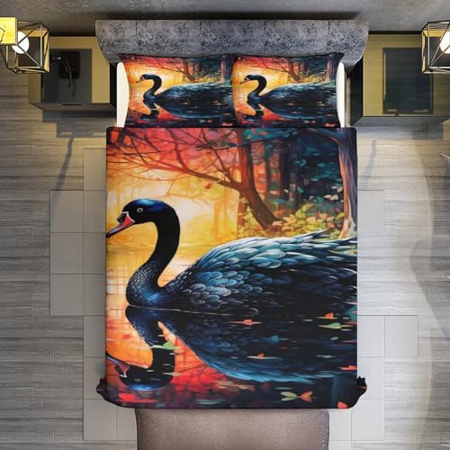 Housse de couette cygne en microfibre douce king size 220x240
