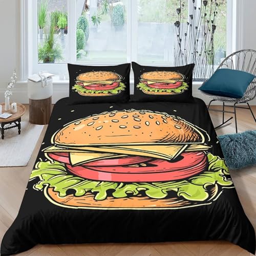 Parure de lit hamburger 135x200 housse couette microfibre douce - 4