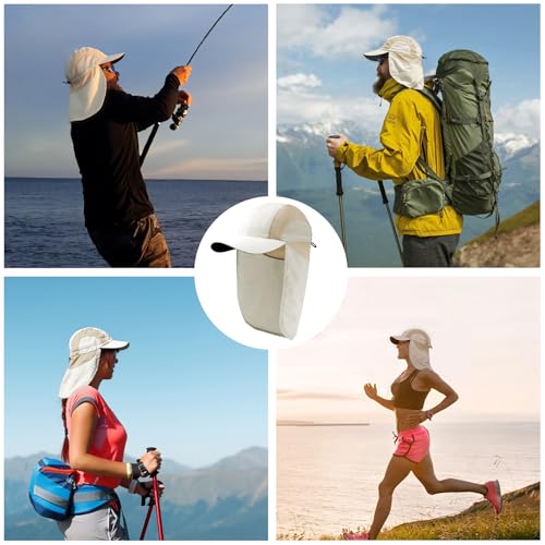 Image of Mens Sun Hat with Breathable Mesh Sun Hats for Men Sun Protection Fishing Hat with Neck Flap for Hiking Cycling