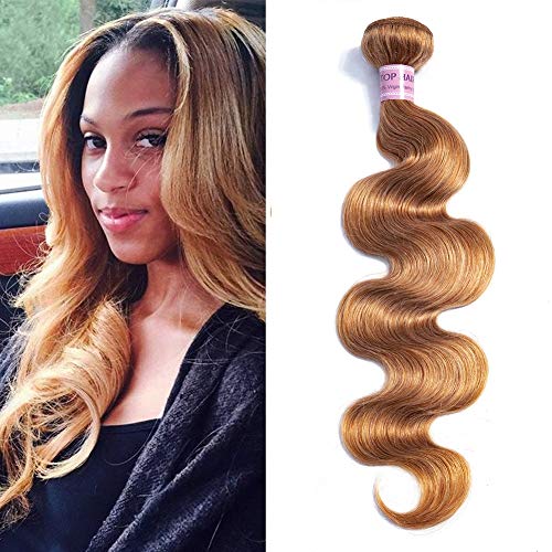 Aigemei Color #27 Blonde Bundles 8A Honey Blonde Hair Weaves Body Wave Brazilian Vrigin Human Hair 1 Bundle 8A Hair Wefts Extensions(22",#27)