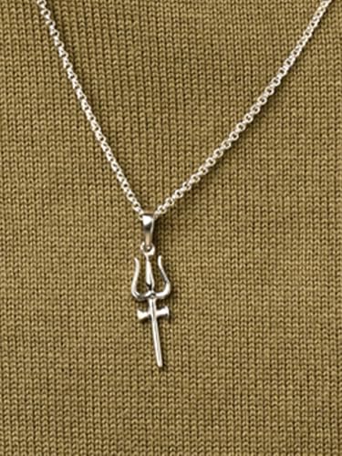 Image of Clara 925 Sterling Silver Shiva Trishul Pendant Necklace for Men & Women | Available With or Without Chain | Platinum Plated