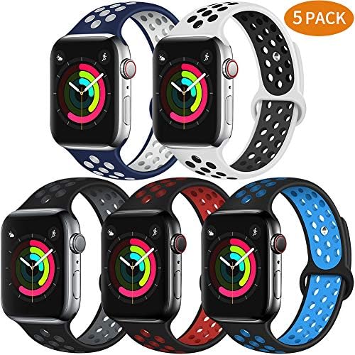 Bravely klimbing Compatible With App le Watch Band 44mm 42mm , Soft Silicone iWatch Bands Replacement Sport Bands for iWatch Series 5 4 3 2 1 for Men and Women S/M 1-5 Pack