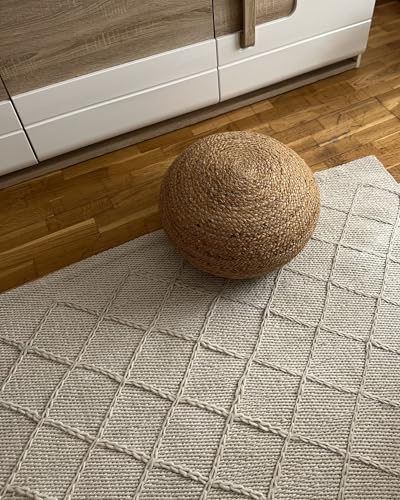 Beliani Natürlicher Pouf aus Jute beige ø 50 cm rund Tifelt