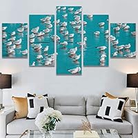 SIGNWIN 5 Panel Canvas Wall Art Birds Farmhouse/Country Group Group Multicolor Photography Realism Relax/Calm Warm for Home Decorations Ready to Hang - 60