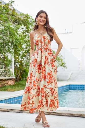 Image of GRACE KARIN Womens Summer Floral Maxi Dresses 2026 Long Flowy Boho Dress Beach Vacation Sundresses Casual Clothes with Pocket