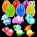 JOYIN 6 huevos de Pascua prellenados con dinosaurios flotantes iluminados para la búsqueda de huevos de Pascua, rellenos de cesta de Pascua, golosinas de relleno, Regalos de Fiesta de Pascua