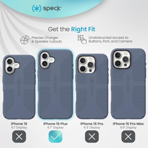 Image of Speck CandyShell Grip Case iPhone 16 Plus - Slim MagSafe - Mystery Blue /Faded Denim