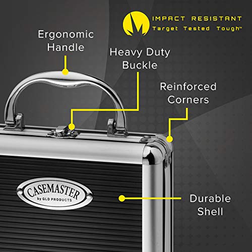 Casemaster Ternion Aluminum Dart Carrying Case Holds 9 Darts, Steel Tip or Soft Tip with Flight Saving Space for Every Dart, 8 Pockets for Accessories with A Mega Pocket for Larger Items
