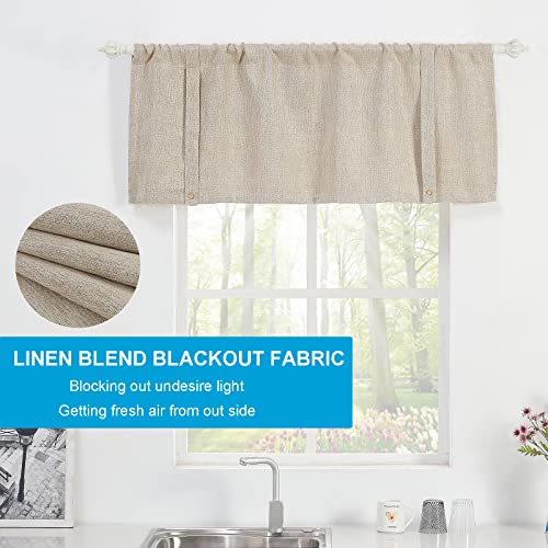Decohongdi Pizazzy Blackout Curtain Valance 2Pcs, Tie Up Valance For Window 20 Inch Long, Elegant Burlap Linen Textured Window Treatment For Casual And Formal Rooms Dark Beige 52 X 20 In Set Of 2 #TOP3