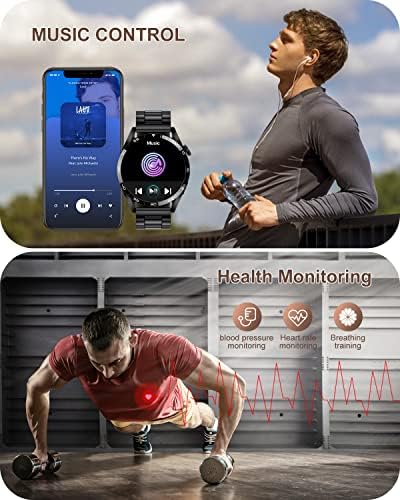 LIGE Smart Watch for Men with Make/Answer Call Text Notification, Heart Rate Sleep Monitor IP67 Waterproof Smartwatch, 1.32" Touch Screen Black Fitness Watch with Calorie/Step Counter for iOS Android