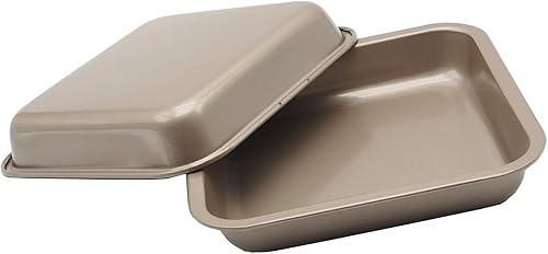 HYTK 2 bandejas pequeñas para hornear de 8.33 x 8.33 pulgadas (interior de 7.5 x 7.5) Mini bandeja para hornear tostadora de galletas, bandeja de