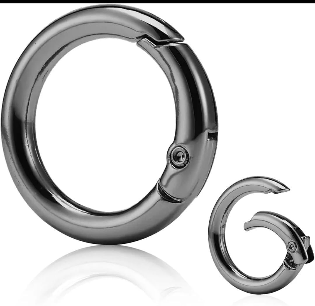 EVALUEMART Zinc Alloy Spring O Ring 20mm | Round Carabiner Snap Clip Trigger Keyring Buckle | Strong Metal O Ring for Bags Purses Luggage Handicrafts DIY Projects and Everyday Accessories