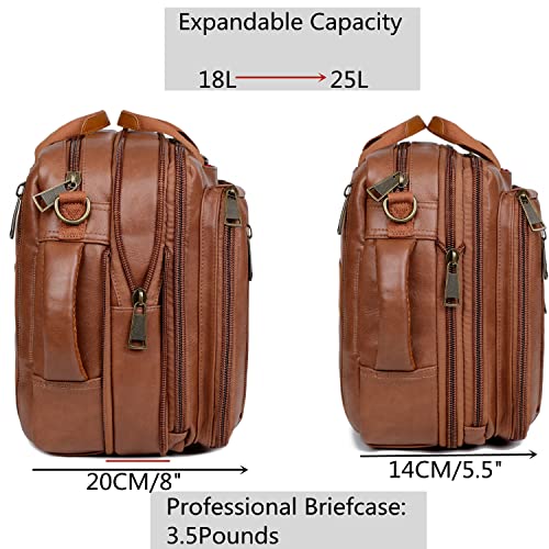 Vegan Leather Laptop Backpack Briefcase Hybrid 15.6 Inch Laptop Travel Backpack Hiking College Backpack for Men BC-04 (Brown)4