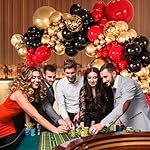 147pcs Red Black Gold Balloons Arch kit, 18 12 10 5 inch Red Black and Gold Balloons Garland for Anniversary Casino Night Hollywood New Years Movie Night Birthday Decorations - Image 4