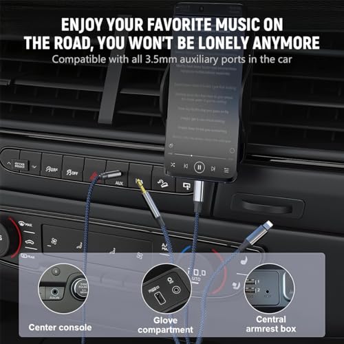 Image of Verilux 3-in-1 USB C Lighting 3.5mm to AUX Cable 1.2M /3.9Ft, AUX Cable for Speakers with Lighting /USB-C /3.5mm Ports for iPhone 17 /16 /15 /14 /13 /12, iPad, Galaxy S25 /S24 /S23, Car, Earphone