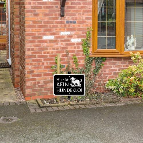 Goodvia Kein Hundeklo Schild mit Erdspieß Metall 20x30cm (A4) Gebürstete Aluminiumoberfläche für den Außenbereich UV-Schutz Wasserdicht und Rostfrei Schwarz x2Stück