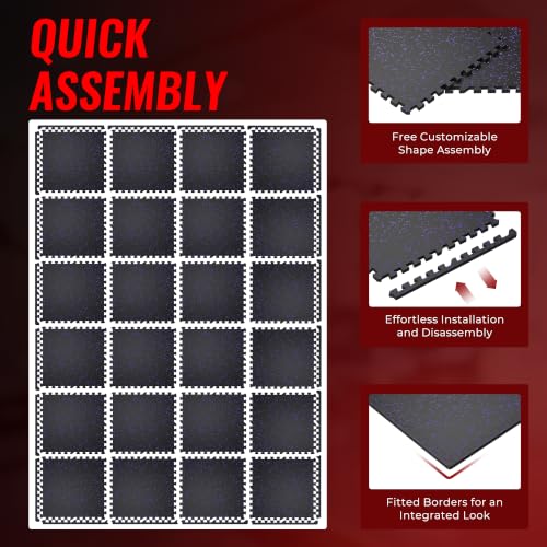 Image of SUPERJARE 0.79'' Extra-Thick 24 Pcs 96 Sq Ft Exercise Equipment Mats