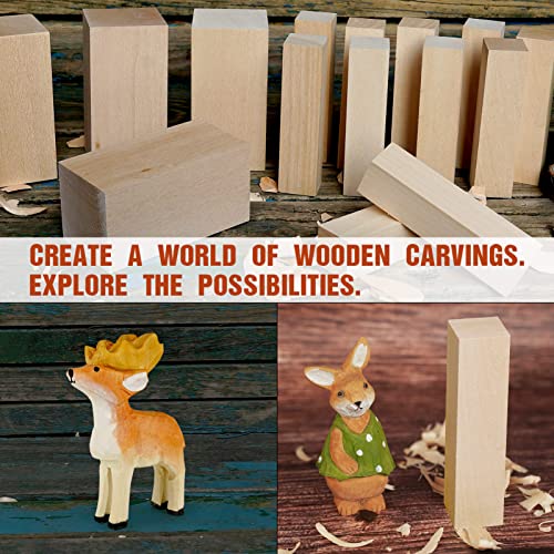 Image of Basswood Carving Blocks, 16PCS Whittling Wood Blocks Kit with 2 Different Sizes, Easy to Use, for Kids and Adults