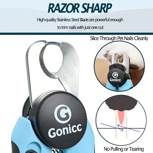 Image of gonicc LED Pet Nail Clippers for Dogs & Cats | Light-Up Dog Nail Trimmer with Safety Lock & Built‑in File, Professional Stainless Steel Nail Clippers for Pets
