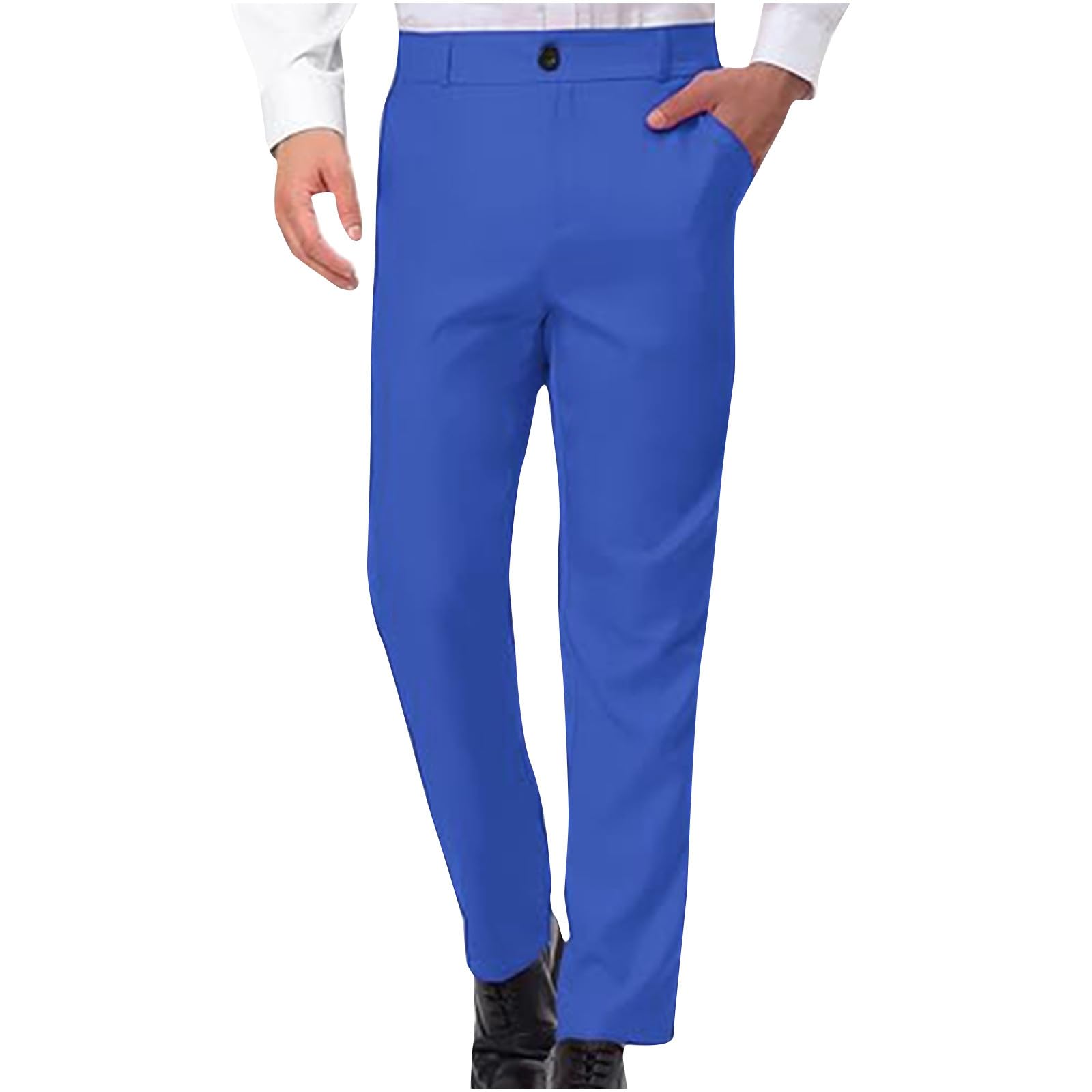 Men Suit Pant Flat Front Slim Fit Dress Pants Business Casual Cinch Bottom Tapered Chino Pants with Elastic