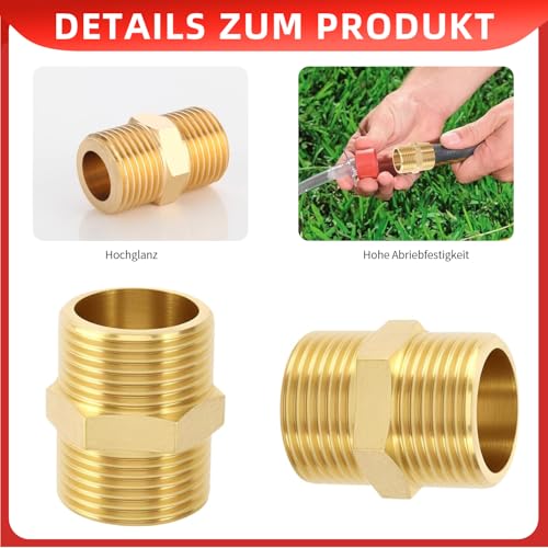 4 Stück 3/4 Zoll Messing-Doppelnippel mit Außengewinde - Robust und korrosionsbeständig für Trinkwasserinstallationen