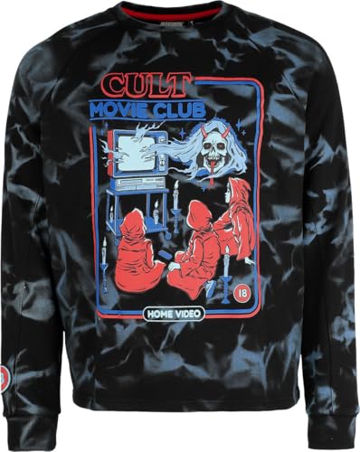 Sudadera Steven Rhodes Cult Movie Club azul y negro de algodón ancho