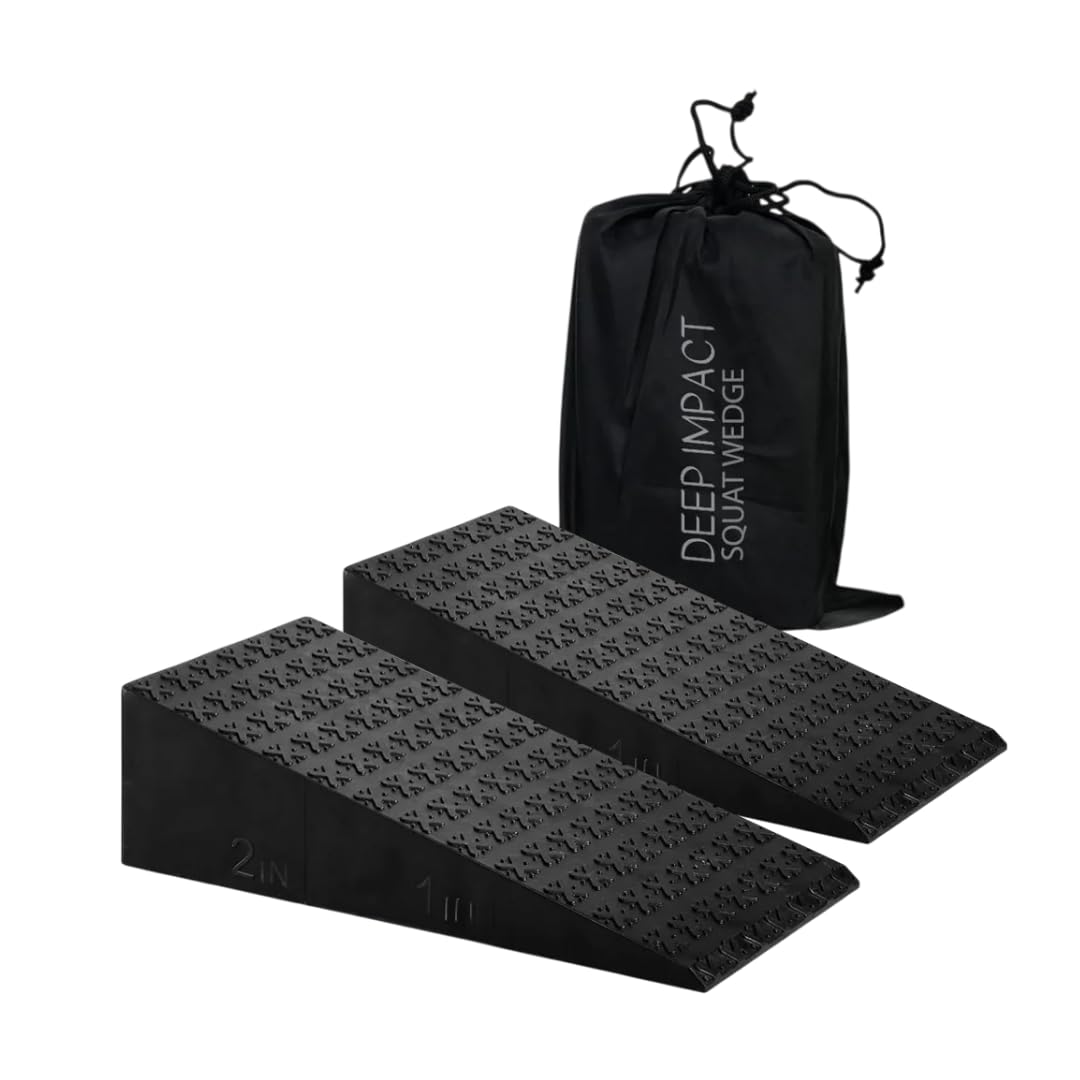 Squat Wedge &amp; Calf Raise Block, 2-PCS Non-Slip Heel &amp; Foot Elevated Slant Board for Workout, Weightlifting, Physical Therapy &amp; Calf Stretching, For Men &amp; Women
