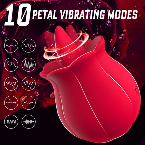 Image of Yume Sex Toys for Women, Rose Toy Vibrator with Licking Motion, Red | Flexible tongue motion and vibrating petals create layered external stimulation in a compact, easy-to-guide design.