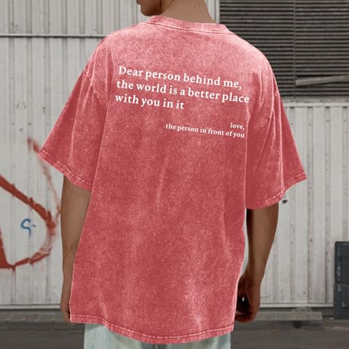 Image of Dear Person Behind Me Shirt You are Enough Tshirts for Men Oversized Inspirational Positive Tees Vintage Graphic Tops