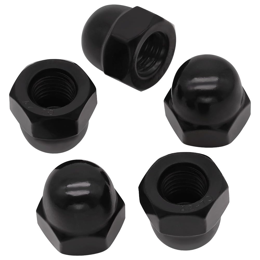 RoyceMart 1/4-20 (30 Pack) Stainless Steel Cap Nuts, Acorn Cap Dome Head Nuts US Standard, Stainless Steel 304 (18-8), UNC Coarse Thread, Black Coated