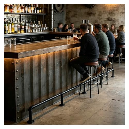 Barra De Apoyo De Pies Para Bar Home Bar Foot Rail Kit, 4 Pies / 6 De Descanso Para Los Asientos Altura Del Mostrador, Isla Cocina, Comedor, Hardware Montaje Completo(2.2M/7.22FT)