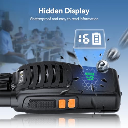 Image of Retevis H-777H Walkie Talkies with Earpiece, 2 Way Radio for Adult, 10 Pack | for School, Hospitality Events, Hidden Screen, USB-C, Emergency Alarm, LED Flashlight, VOX, Portable FRS Two-Way Radios