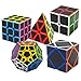 Coolzon Puzzle Cubes 5 Pezzi Megaminx + Pyraminx + 2x2x2 + 3x3x3 + Skewb in Giftbox Magico Cubo con Adesivo in Fibra di Carbonio Nuovo velocità