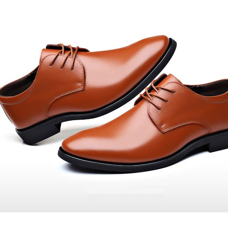 Mens Business Dress Plain Toe Lace-up Shoes Mens Genuine Leather Lace-up Shoes Lace Up Soft Leather Upper Groom2