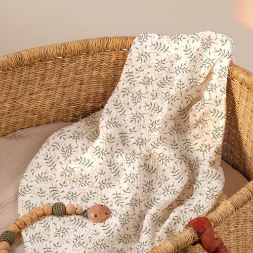 Image of lulumoon Baby Bassinet Sheets Muslin: Cotton Bedside Bassinet Sheets Leaf for Boys - Fitted for Bedside Sleeper Mattress