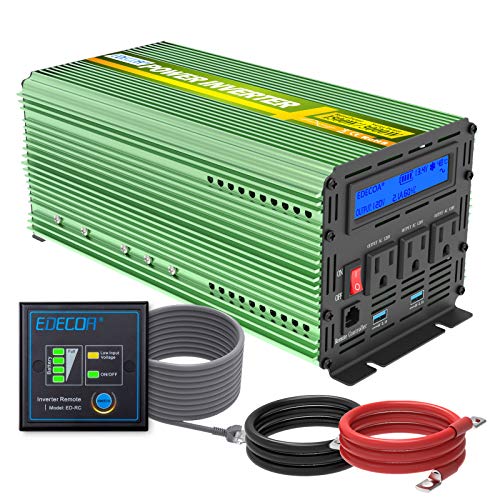 Edecoa 1500w peak 3000w pure sine wave power inverter d…