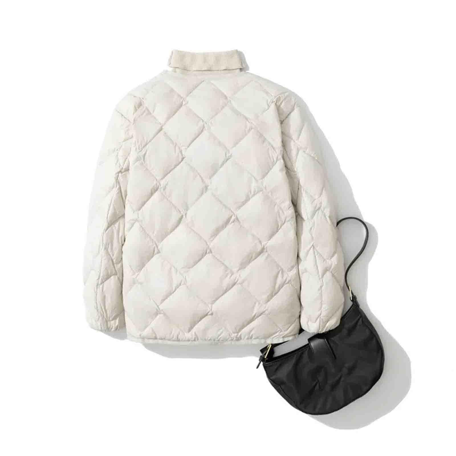 Donne Inverno Anatra Piumini Femminili Ultra Leggero Piumino Piumone Giacche Imbottite Antivento Senza Colletto Capispalla