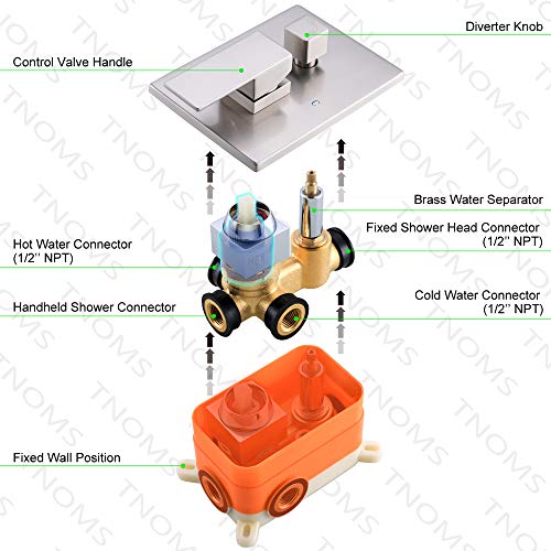 Tnoms Shower System Brushed Nickel Shower Faucets Set Complete With 10'' Rainfall Shower Head And Handheld,Wall Mounted Shower Combo Set,Sa0010Br #TOP1