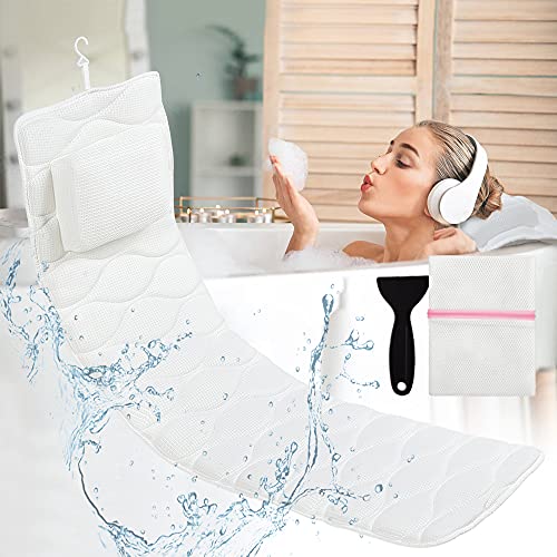 OMYSTYLE Luxury 5D Air Mesh Bathtub Pillow Headrest with 21 Non-Slip Suction Cups for Maximum Comfort and Support