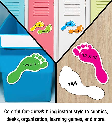 Image of Carson Dellosa 54-Piece Feet Cutouts, Colorful Footprints for Directions, Name Tags, Crafts, Locker Decorations, Bulletin Board, Labels, and Classroom Decor