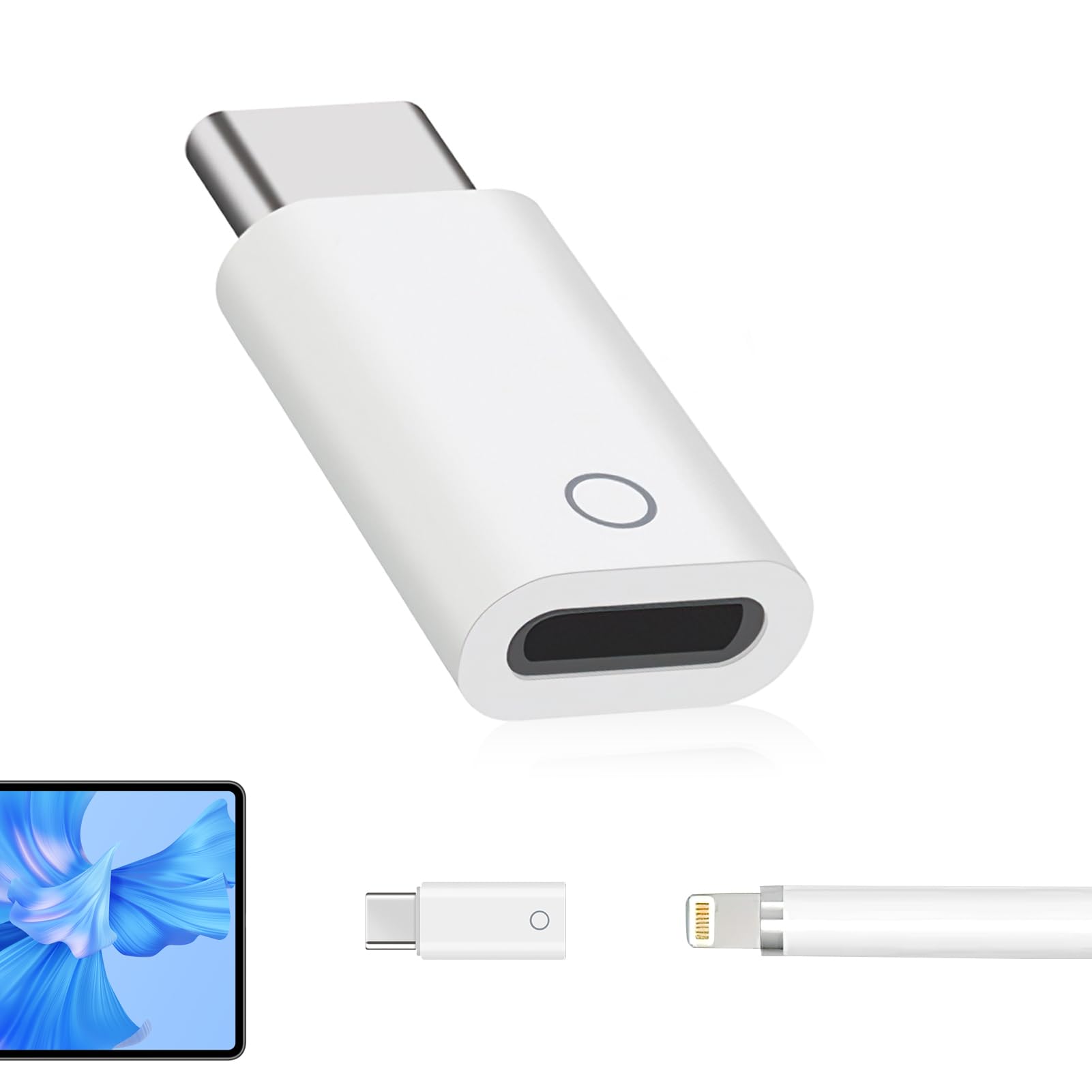 Adapter ładowania USB-C kompatybilny z Apple Pencil 1 generacji, złącze męskie do żeńskiego do iPada 10 generacji, szybkie i łatwe ładowanie, obsługa parowania Bluetooth
